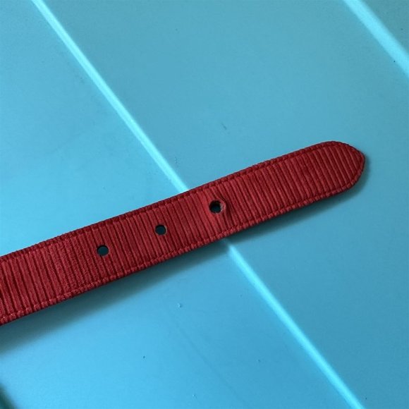 Escada Scottie Dog Belt Red Ribcord Suede Buckle Italy Vintage - Picture 11 of 11